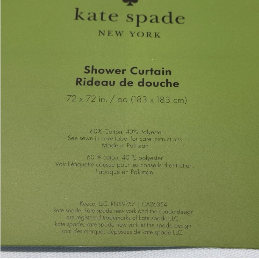 Kate Spade Bumble Bee Fabric Shower Curtain Blue Cotton Blend 72"x72" Summer NEW - Picture 7 of 7